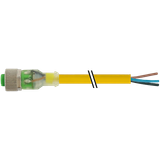 M12 female 0° A-cod. with cable LED PUR 4x0.34 ye UL/CSA+drag ch. 10m