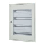 Complete flush-mounted flat distribution board with window, grey, 33 SU per row, 4 rows, type C