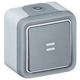 Push-button Plexo IP 55 - illuminated N/O contact - surface mounting - grey