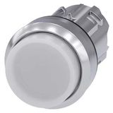 Illuminated pushbutton, 22 mm, round, metal, shiny, white, pushbutton,  3SU1051-0BB60-0AA0-Z Y12