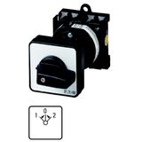 Reversing switches, T3, 32 A, rear mounting, 3 contact unit(s), Contacts: 5, 45 °, momentary, With 0 (Off) position, with spring-return from both dire