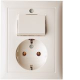 SCHUKO socket outlet with cover plate, S.1, white glossy
