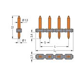 806-907 THT pin strip; straight; Pin spacing 5 mm