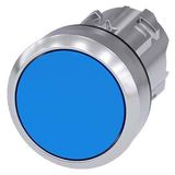 Pushbutton, 22 mm, round, metal, shiny, blue, pushbutton, flat momentary...3SU1050-0AB50-0AA0-Z Y11