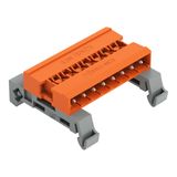 Double pin header DIN-35 rail mounting 8-pole orange