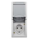 Vertical combination two-way switch & socket outlet