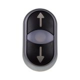 Double push-button, illuminated, black/black, `ARROWSï