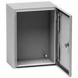 Spacial S3D plain door w/o mount.plate. H400xW300xD200 IP66 IK10 RAL7035.