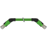 RJ45 45° left/RJ45 45° right PUR 1x4xAWG22 shielded gn+dragch 5m