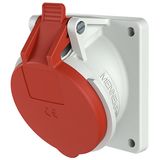 Panel mounted recept., angled, 16A 5p 6h 400V, IP44, screw terminals