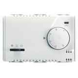 SUMMER/WINTER ELECTRONIC THERMOSTAT WITH KNOB ADJUSTMENT - 230V ac 50/60Hz - 3 MODULES - SYSTEM WHITE