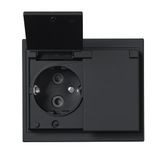 302ESW-885 Socket outlet with Hinged Lid Black - Impressivo