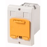 Insulated enclosure, E-PKZ0, H x W x D = 129 x 90 x 128 mm, flush-mounted, + VHI, + yellow padlock device