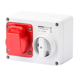 FIXED INTERLOCKED HORIZONTAL SOCKET-OUTLET - WITH BOTTOM - WITHOUT FUSE-HOLDER BASE - 3P+E 16A 380-415V - 50/60HZ 6H - IP44