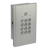 Compact coded keypad 2 relays silver finish IP54 for recessed installation, dimensions 192x120x14mm