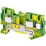 PUSH-IN TERMINAL, PROTECTIVE EARTH, 3 POINTS, 4MM², GREEN-YELLOW