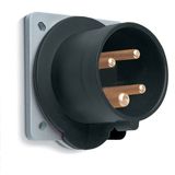 Inlet, panel mounting, 5h, 32A, IP44, unified flange, straight, 3P+E