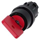 3SU1000-4FF01-0AA0-Z Y11 Key-operated switch O.M.R, 22 mm, round, plastic, lock number 73037, red, with 2 keys, 2 switch positions O-I, latching, actuating angle 90°, 10:30h/13:30h,