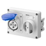 FIXED INTERLOCKED HORIZONTAL SOCKET-OUTLET - WITHOUT BOTTOM - WITHOUT FUSE-HOLDER BASE - 3P+E 16A 200-250V - 50/60HZ 9H - IP44