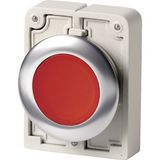 Illuminated pushbutton actuator, RMQ-Titan, flat, momentary, red, blank, Front ring stainless steel