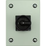 Main switch, P1, 40 A, surface mounting, 3 pole, STOP function, With black rotary handle and locking ring, Lockable in the 0 (Off) position, in steel