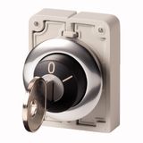 Key-operated actuator, Flat Front, maintained, 2 positions, Key withdrawable: 0, I, Metal bezel