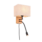 Nilam wall lamp with reading light 25 cm LED + E27 natural wood