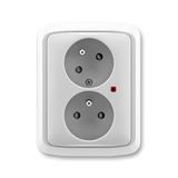 5593A-C02357 S Double socket outlet with earthing pins, shuttered, with turned upper cavity, with surge protection
