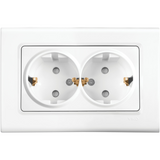 Linnera S White Two Gang Earthed Socket