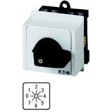 Step switches, T0, 20 A, service distribution board mounting, 4 contact unit(s), Contacts: 7, 45 °, maintained, With 0 (Off) position, 0-7, Design num