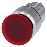 Illuminated mushroom pushbutton, 22 mm, round, metal, shiny, red, 30 mm,  3SU1051-1AA20-0AA0-Z Y12