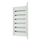 Complete flush-mounted flat distribution board with window, white, 24 SU per row, 6 rows, type P