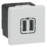 Arteor™ - USB power supply charger - double USB sockets - 5 V - 3 A - 2 modules - Soft Alu