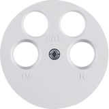 Centre plate for aerial soc. 4hole (Ankaro), com-tech, p. white glossy