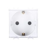 GERMAN STANDARD SOCKET-OUTLET 250V ac - 2P+E 16A - 2 MODULES - WITH COVER - SATIN WHITE - CHORUSMART