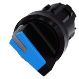 Selector switch, illuminable, 22 mm, round, plastic, blue, selector switch, short, 3SU1002-2BF50-0AA0-Z Y19