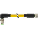 M8 male 90° / M8 female 0° A-cod. PUR 4x0.25 ye UL/CSA+drag ch. 1.5m