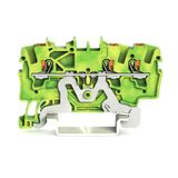 3-conductor ground terminal block with push-button 1.5 mm² green-yello