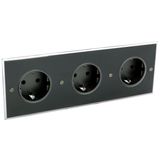 Art d'Arnould universe Memory triple standard schuko horizontal power socket 2P+E 16A 250V - Crystal