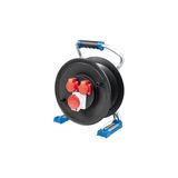 Xperts CEE cable reel empty 320mmØ, for 40m cable, 1 CEE socket 400V/16A/5pole, 2 sockets 230V/16A