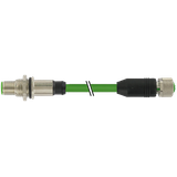 M12 male recept. /M12 fem. 0° Y  PUR AWG20/26 shielded gn+dragch 1m