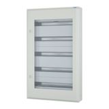 Complete surface-mounted flat distribution board with window, grey, 24 SU per row, 5 rows, type C