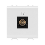 COAXIAL TV SOCKET-OUTLET, CLASS A SHIELDING - IEC MALE CONNECTOR 9,5mm - DIRECT  - 2 MODULE - GLOSSY WHITE - CHORUSMART