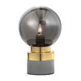 Smoky Glass Brass & Gray Metal Base LED E14 1x5 Watt 230 Volt IP20 Bulb Excluded D: 15 W: 10 H: 24 cm