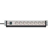 Premium-Line 19" extension lead for switch cabinets 8-way black/light grey 3m H05VV-F 3G1.5 19" format