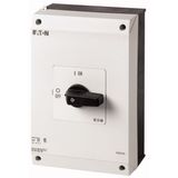 On-Off switch, P3, 63 A, surface mounting, 3 pole, with black thumb grip and front plate, UL/CSA
