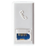 BRITISH STANDARD TELEPHONE SOCKET - 6 CONTACTS - SCREW-ON TERMINALS - 1 MODULE - SYSTEM WHITE