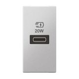 Arteor 1 module USB single port type C Power delivery - 20W - Soft Aluminum