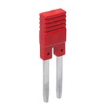 Jumper 2-poles ZGZP-2  RD (red). Bridges the neighbouring poles in GZP80 and GZP4 sockets and in push-in interface relays