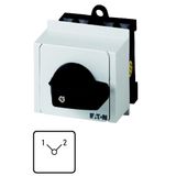 Changeoverswitches, T0, 20 A, service distribution board mounting, 1 contact unit(s), Contacts: 2, 90 °, maintained, Without 0 (Off) position, 1-2, De